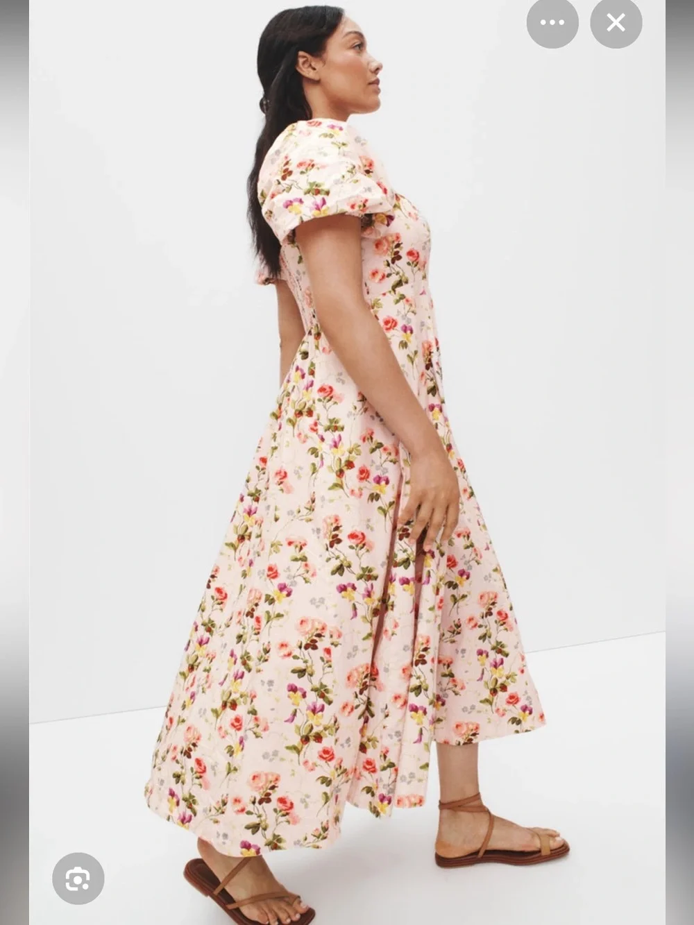 Hill House Pink Floral Puff-Sleeve Midi Dress - Picture 3 of 11